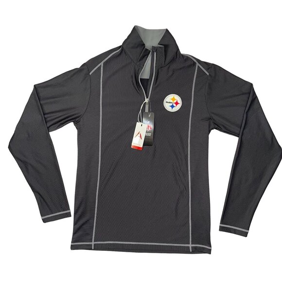 NWT Official NFL Pittsburgh Steelers SMALL Contrast Stitch Striped Quarter Zip - Picture 1 of 5